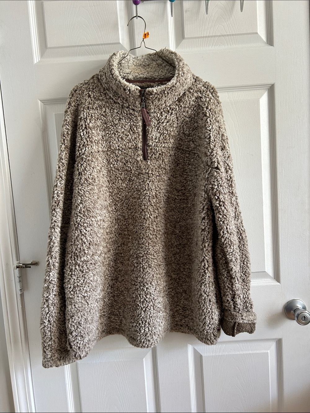 True Grit Taupe Sherpa Half-Zip Pullover
